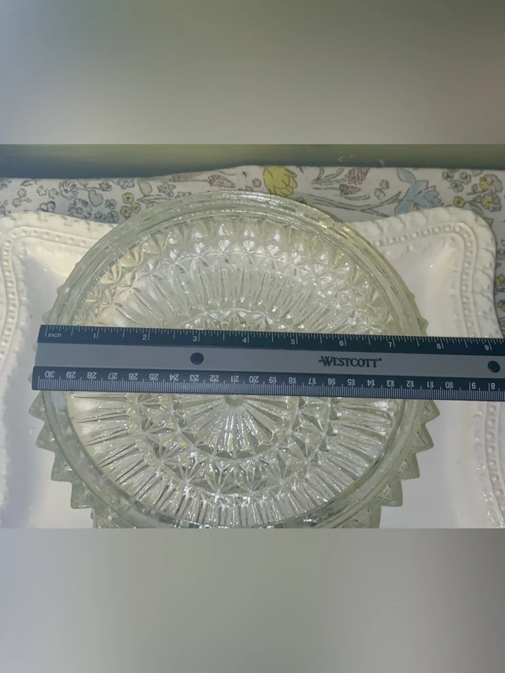 Vintage clear pressed glass flush mount ceiling light fixture dome